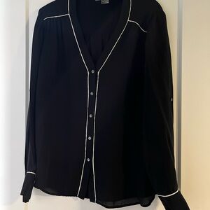 Vince Black Blouse with White Trim